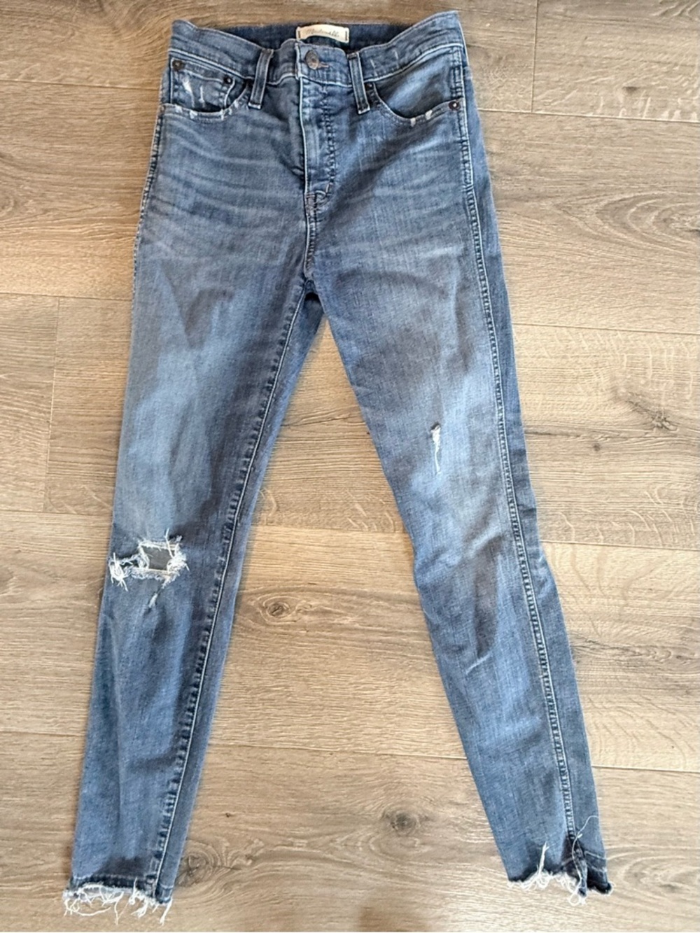 Madewell Women’s Blue Distressed high-rise Skinny Jeans